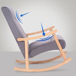 Poltrona a dondolo in velluto Saltillo naturale/grigio